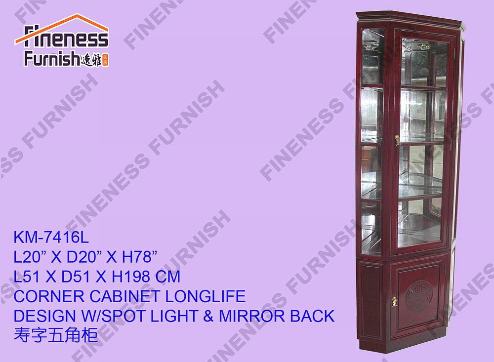 CORNER CABINET LONGLIFE DESIGN W/SPOT LIGHT & MIRROR BACK