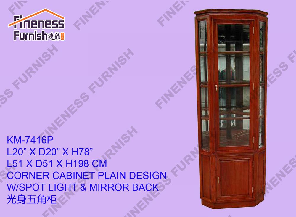 CORNER CABINET PLAIN DESIGN W/SPOT LIGHT & MIRROR BACK