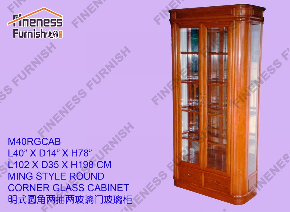 MING STYLE ROUND CORNER GLASS CABINET