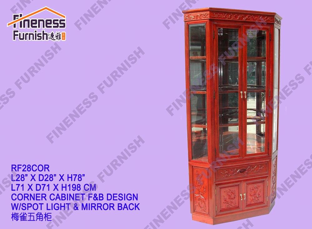 CORNER CABINET F&B DESIGN W/SPOT LIGHT & MIRROR BACK