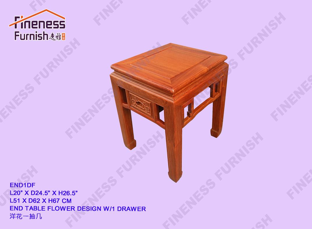 END TABLE FLOWER DESIGN W/1 DRAWER