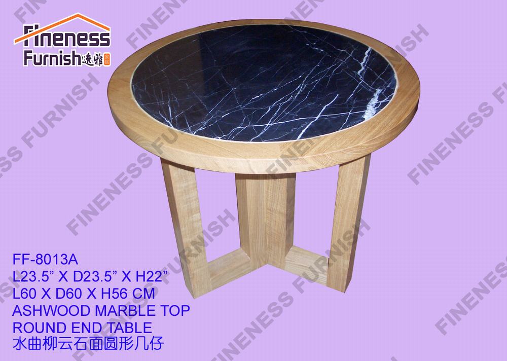 ASHWOOD MARBLE TOP ROUND END TABLE