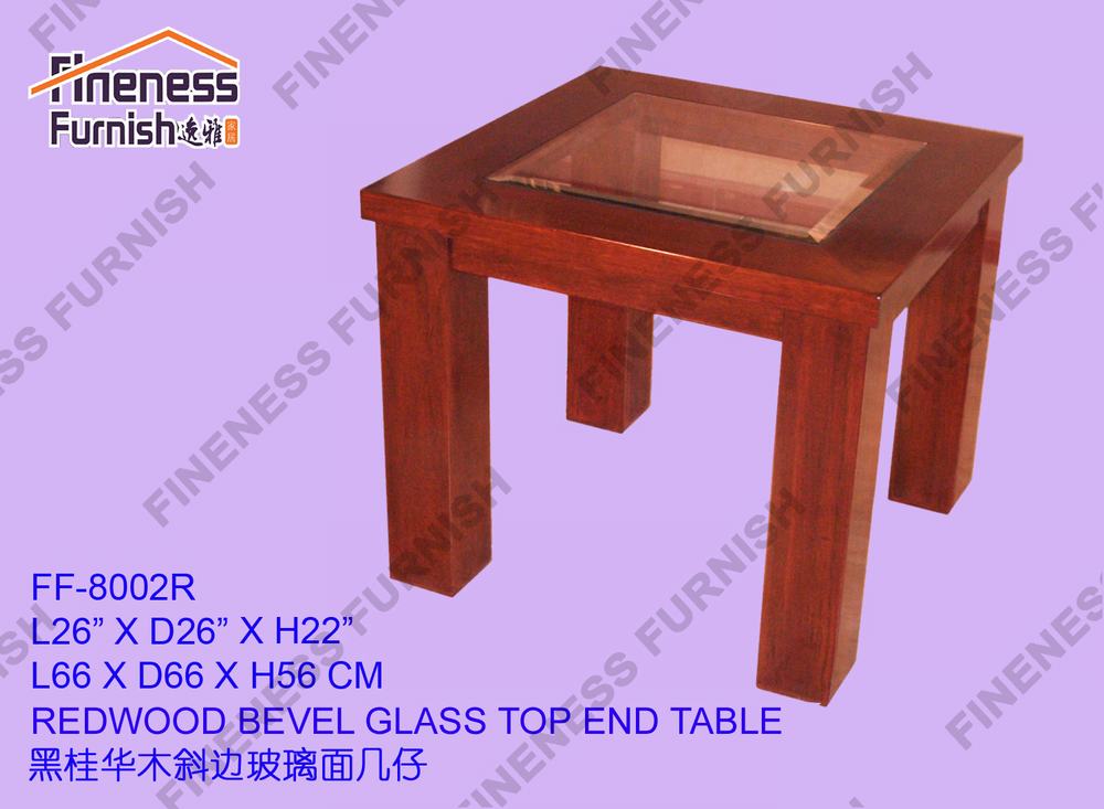 REDWOOD BEVEL GLASS TOP END TABLE