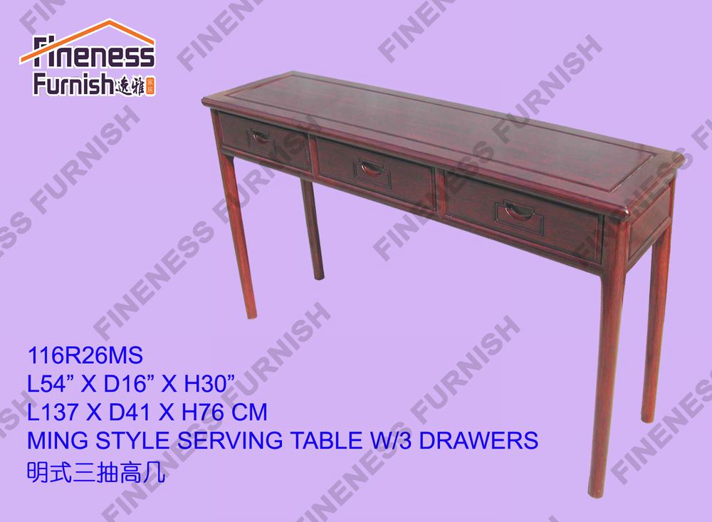 MING STYLE SERVING TABLE W/3 DRAWERS