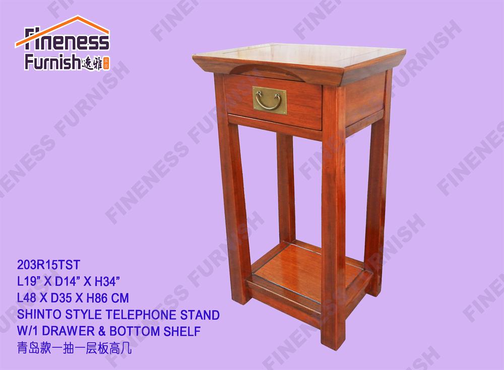 SHINTO STYLE TELEPHONE STAND W/1 DRAWER & BOTTOM SHELF