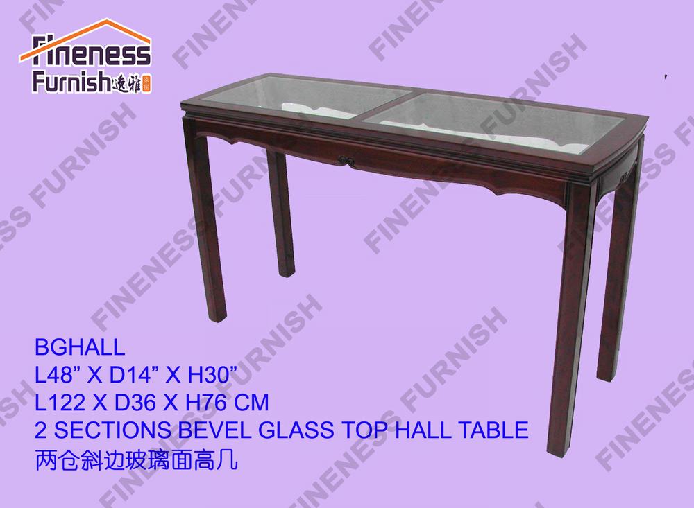 2 SECTIONS BEVEL GLASS TOP HALL TABLE