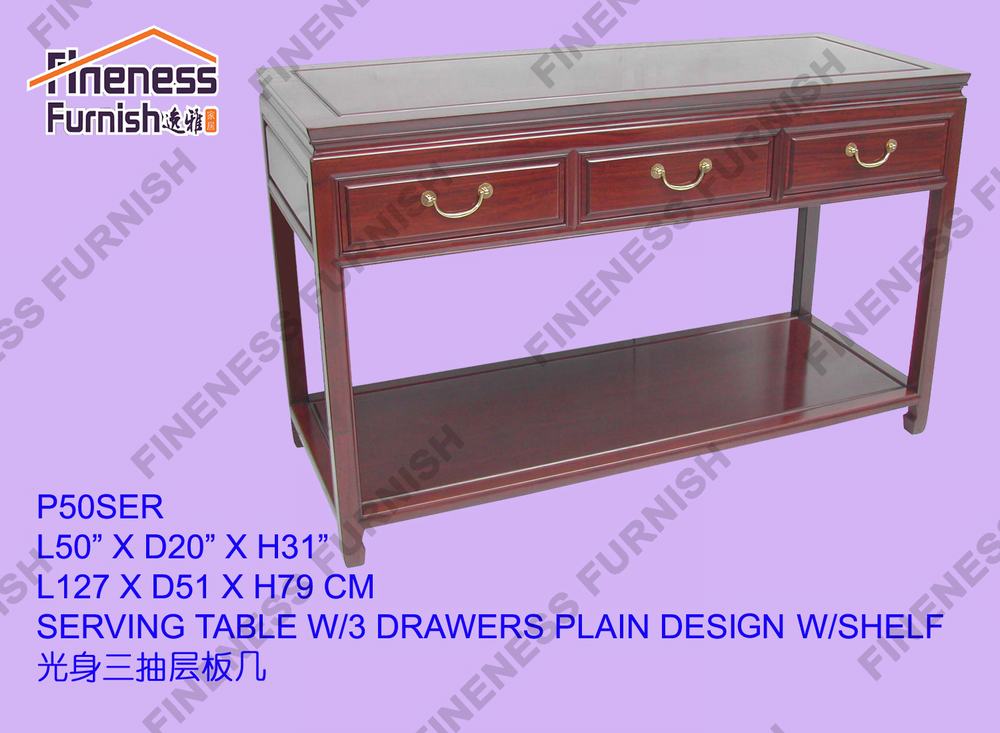 SERVING TABLE W/3 DRAWERS PLAIN DESIGN W/SHELF