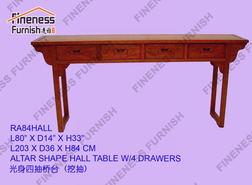 ALTAR SHAPE HALL TABLE W/4 DRAWERS