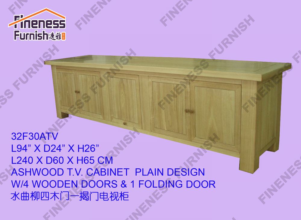 ASHWOOD T.V. CABINET PLAIN DESIGN W/4 WOODEN DOORS & 1 FOLDING DOOR