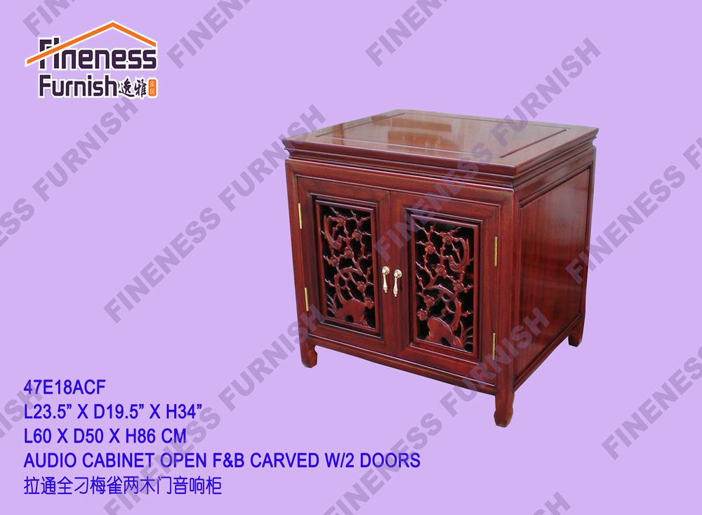 AUDIO CABINET OPEN F&B CARVED W/2 DOORS