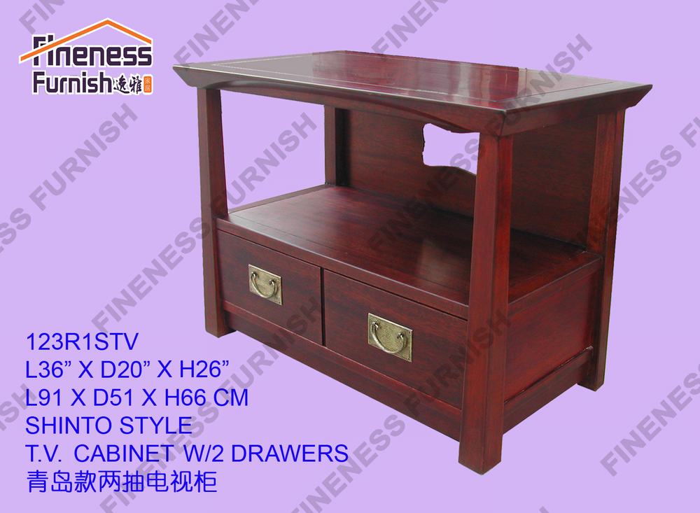 SHINTO STYLE T.V. CABINET W/2 DRAWERS