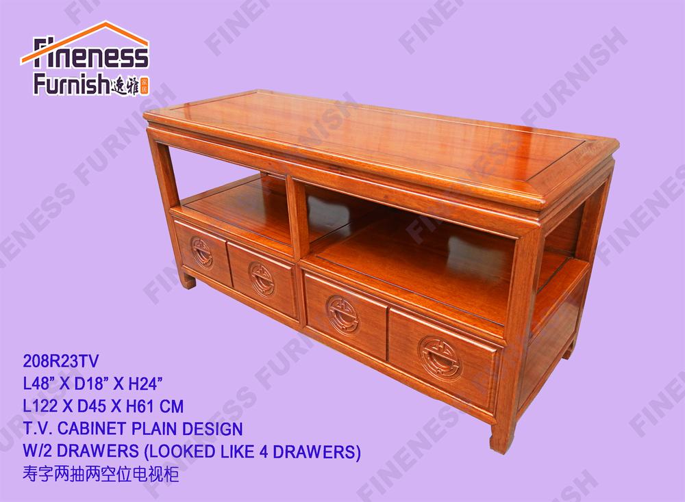 T.V. CABINET PLAIN DESIGN W/2 DRAWERS(LOOKED LIKE 4 DRAWERS)