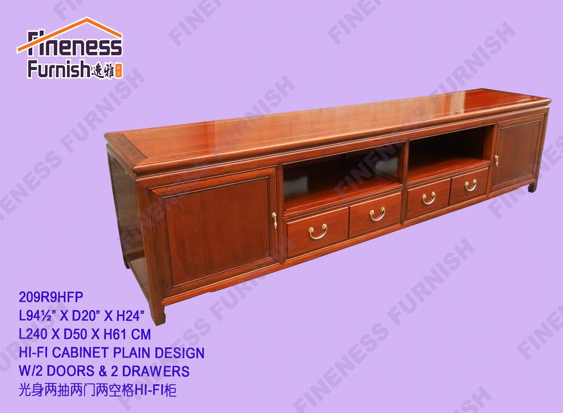 HI-FI CABINET PLAIN DESIGN W/2 DOORS & 2 DRAWERS