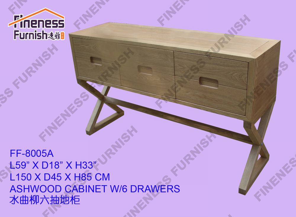 ASH WOOD CABINET W/6 DRAWERS