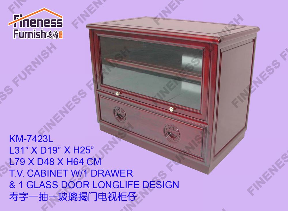 T.V. CABINET W/1 DRAWER & 1 GLASS DOOR LONGLIFE DESIGN