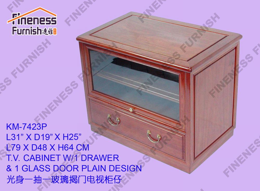 T.V. CABINET W/1 DRAWER & 1 GLASS DOOR PLAIN DESIGN