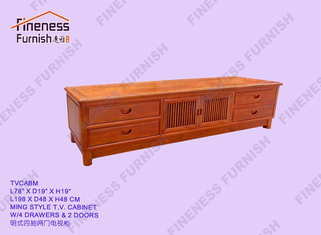 MING STYLE T.V. CABINET W/4 DRAWERS & 2 DOORS