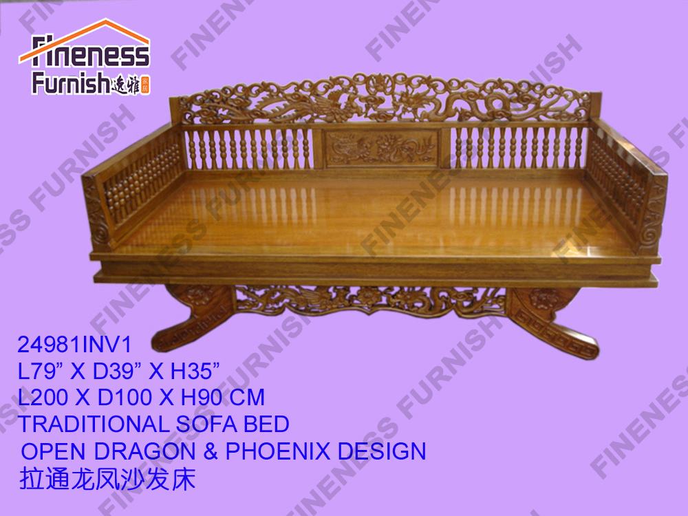 TRADITIONAL SOFA BED OPEN DRAGON & PHOENIX DESIGN