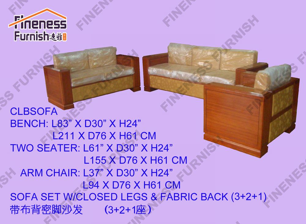 BENCH W/CLOSED LEGS & FABRIC BACK