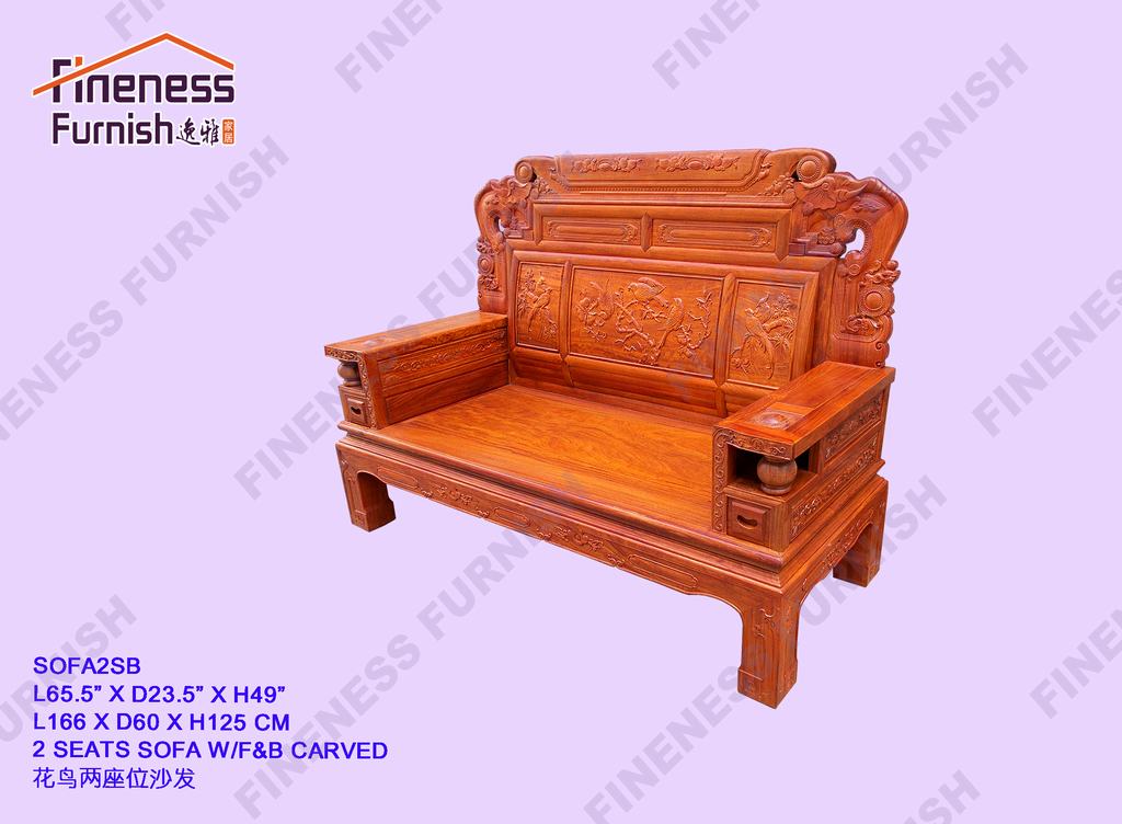 2 SEATS SOFA W/F&B CARVED