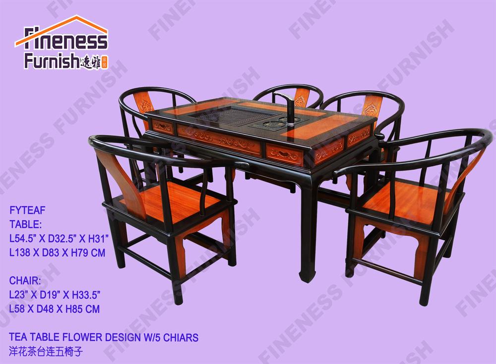 TEA TABLE FLOWER DESIGN W/5 CHIARS <SET OF 6>