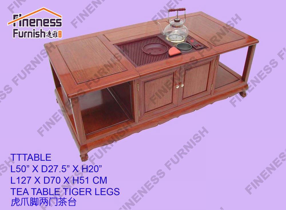 TEA TABLE TIGER LEGS W/2 DOORS