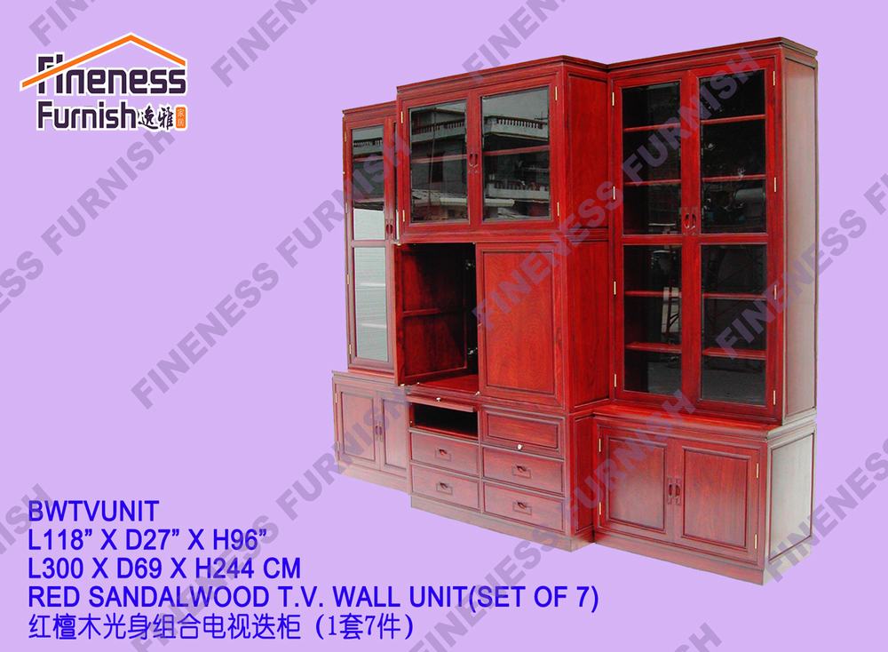 RED SANDALWOOD T.V WALL UNIT (SET OF 7)