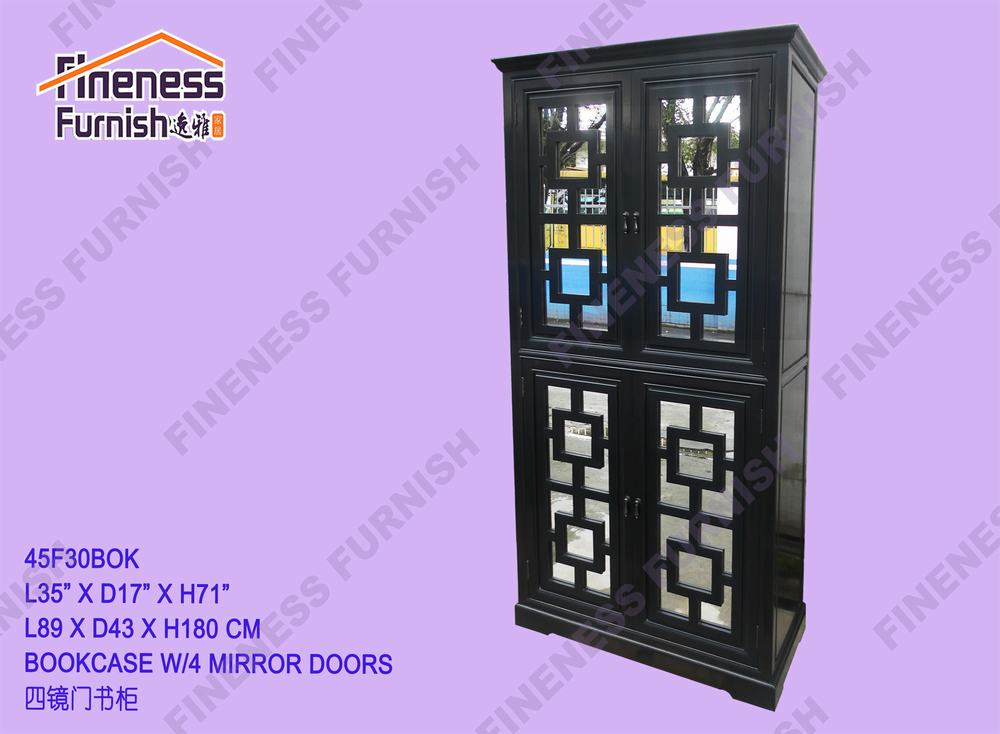 BOOKCASE W/4 MIRROR DOORS