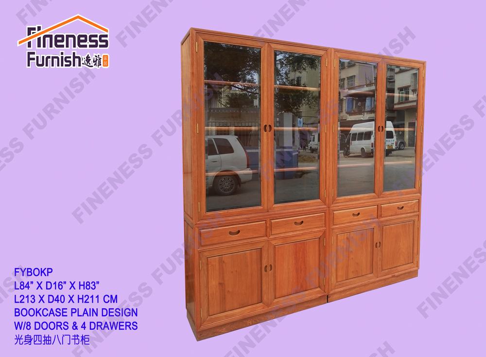 BOOKCASE PLAIN DESIGN W/8 DOORS & 4 DRAWERS