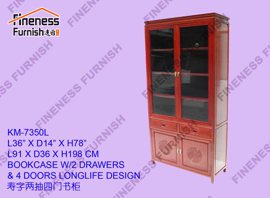BOOKCASE W/2 DRAWERS & 4 DOORS LONGLIFE DESIGN