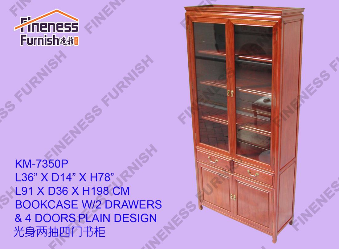 BOOKCASE W/2 DRAWERS & 4 DOORS PLAIN DESIGN