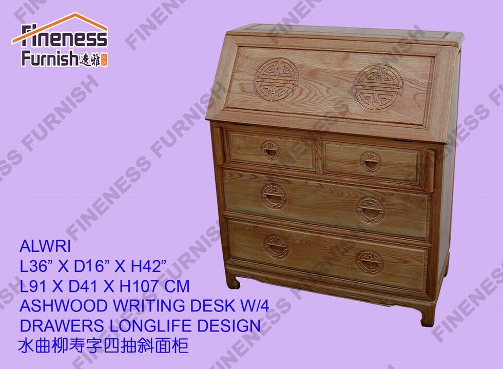 ASHWOOD WRITING DESK W/4 DRAWERS LONGLIFE DESIGN