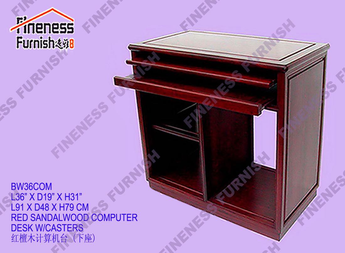 RED SANDALWOOD COMPUTER DESK W/CASTERS