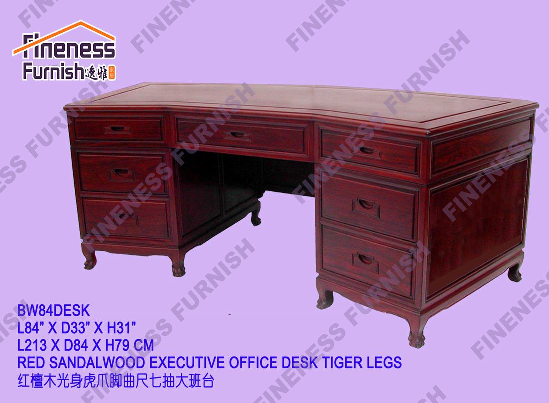 RED SANDALWOOD EXECUTIVE OFFICE DESK TIGER LEGS