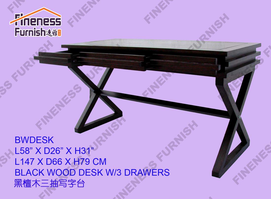 RED SANDALWOOD DESK W/3 DRAWERS