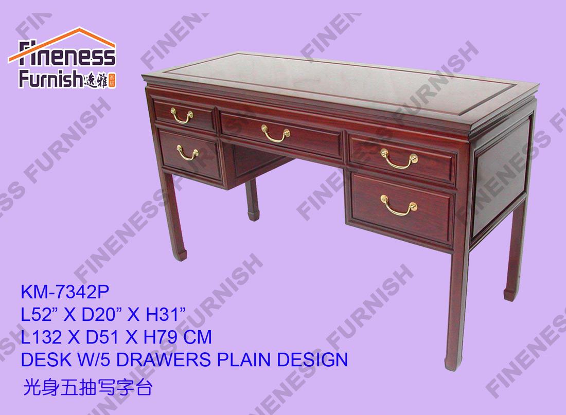 DESK W/5 DRAWERS PLAIN DESIGN