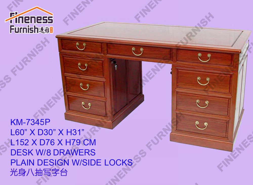 DESK W/8 DRAWERS PLAIN DESIGN W/SIDE LOCKS