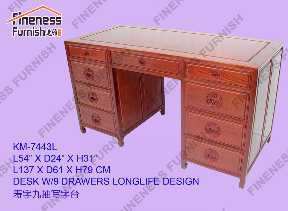 DESK W/9 DRAWERS LONGLIFE DESIGN