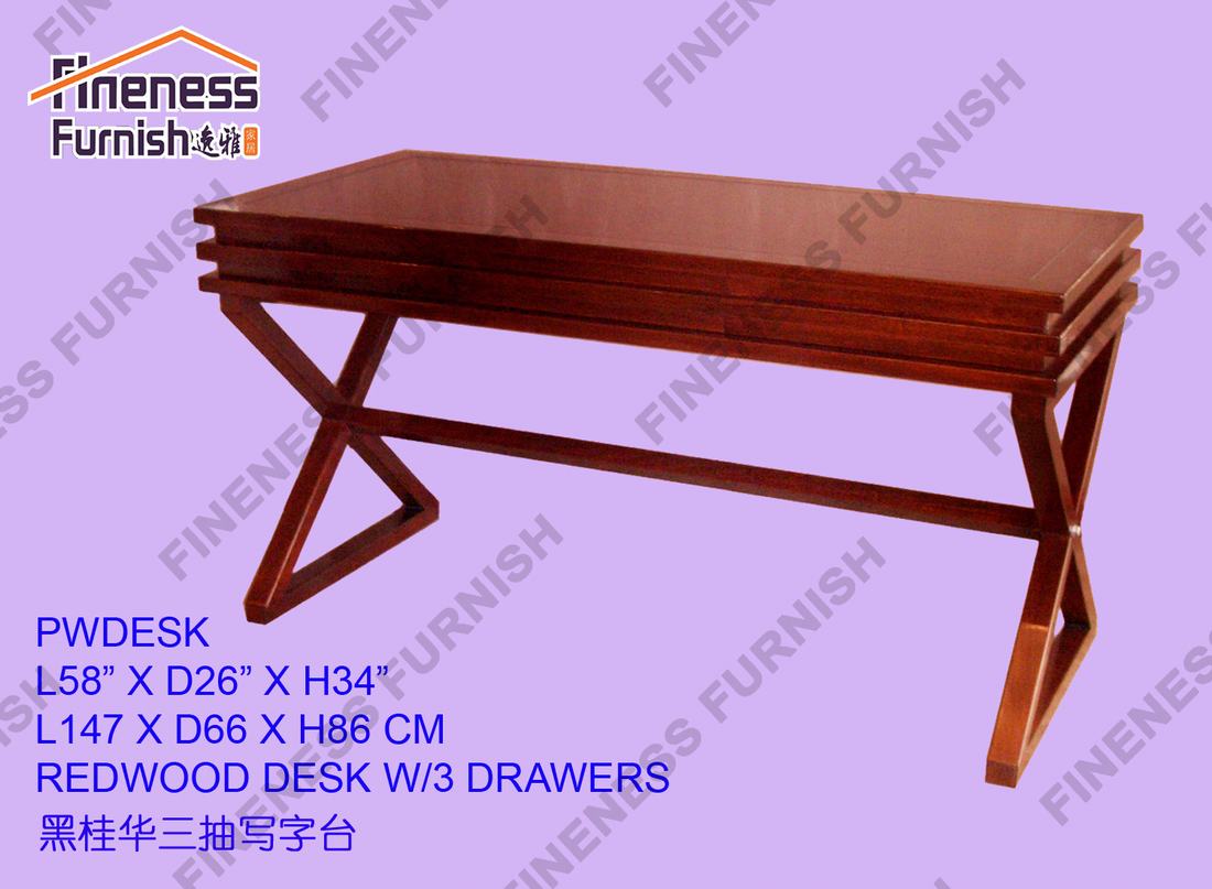 REDWOOD DESK W/3 DRAWERS