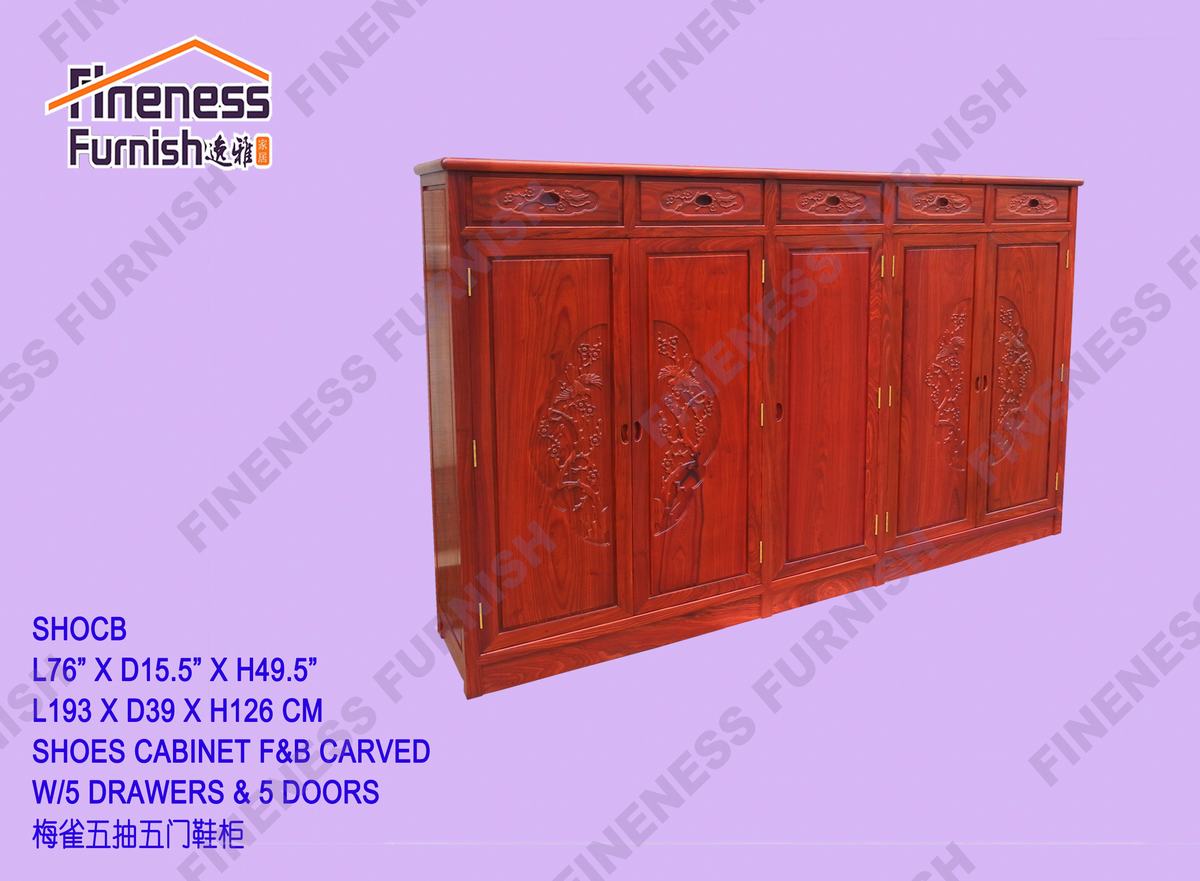 SHOES CABINET F&B CARVED W/5 DRAWERS & 5 DOORS