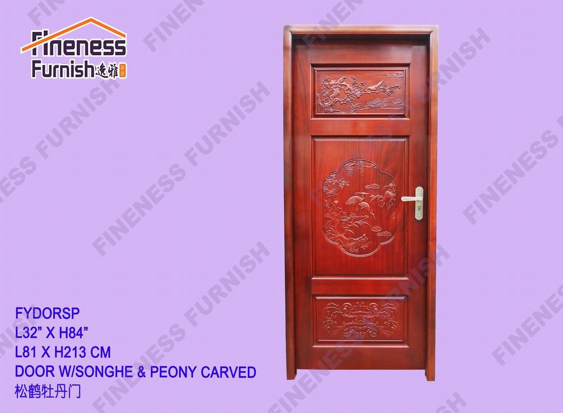 DOOR W/SONGHE & PEONY CARVED