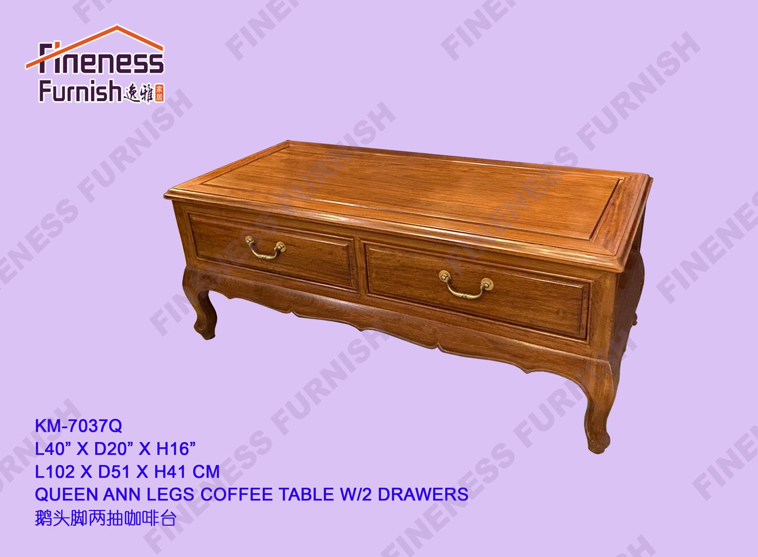 QUEEN ANN LEGS COFFEE TABLE W/2 DRAWERS